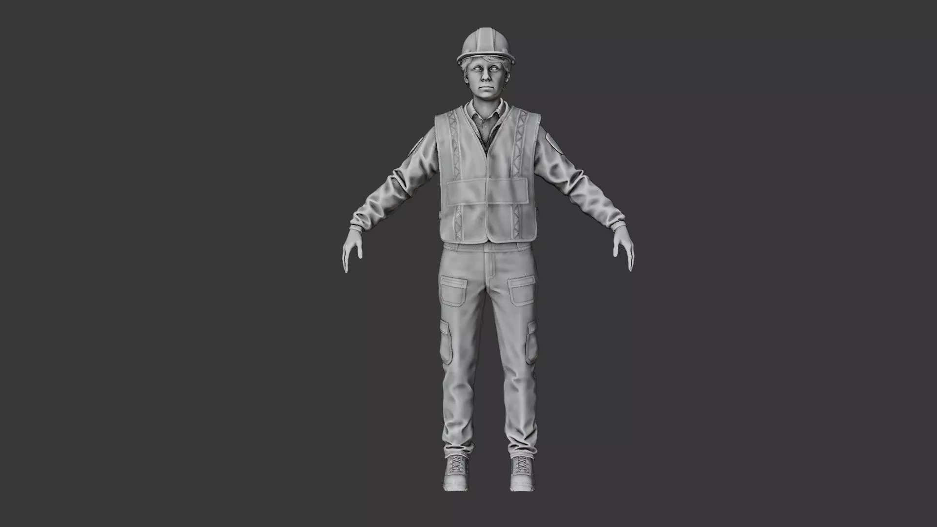 Female Police with Construction Suit 3D model_20