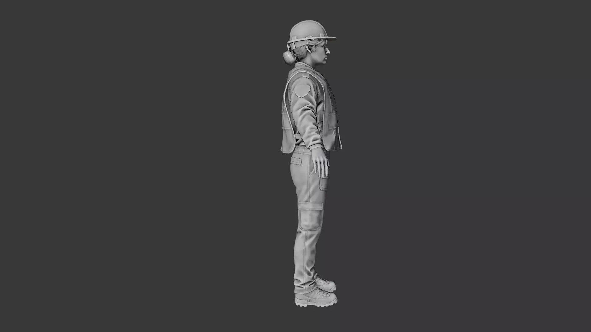 Female Police with Construction Suit 3D model_11