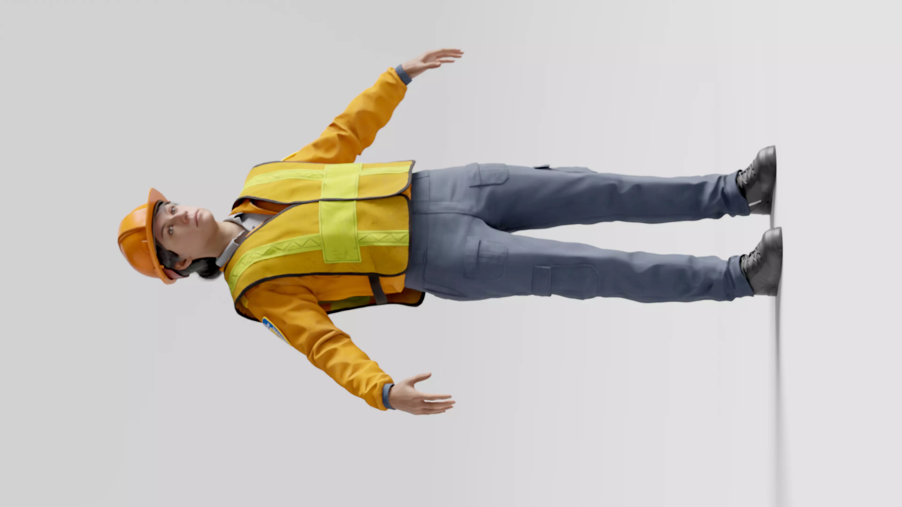 Female Police with Construction Suit 3D model_5