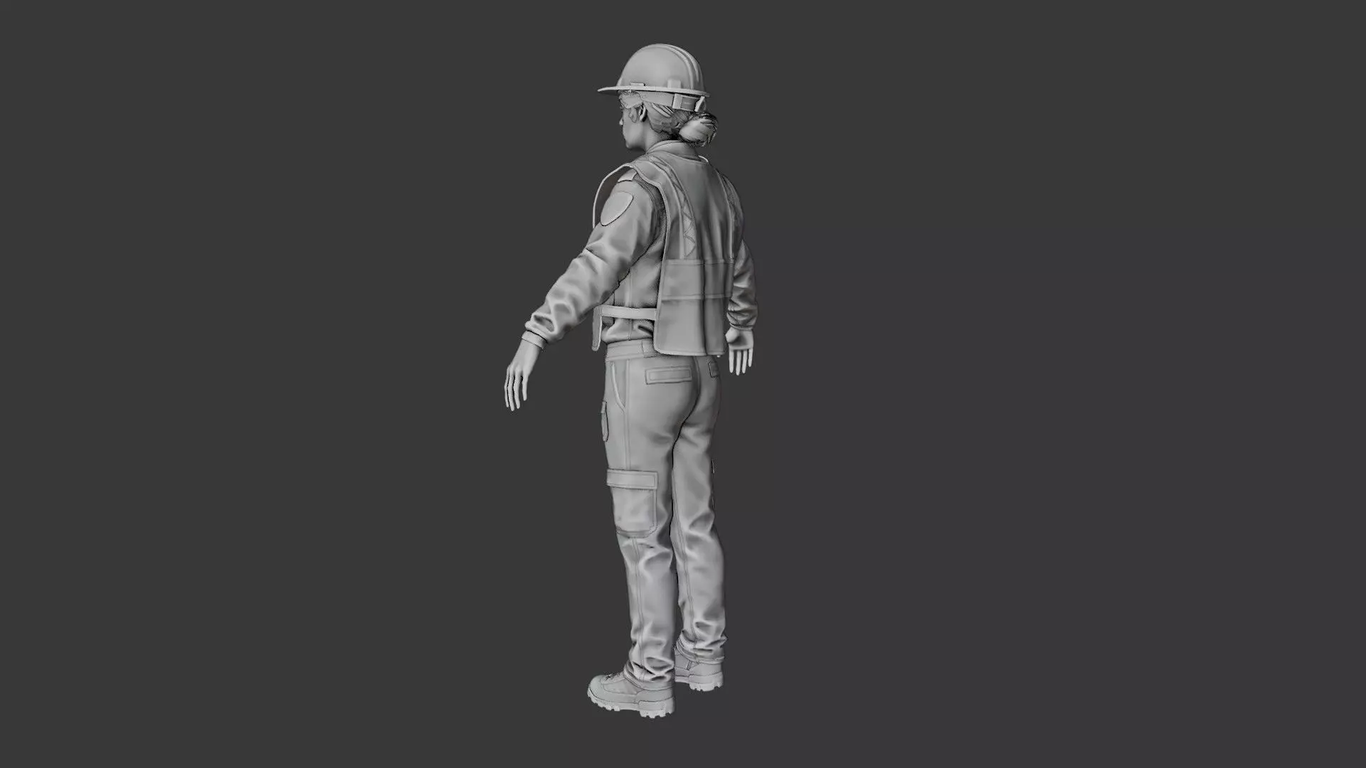Female Police with Construction Suit 3D model_16