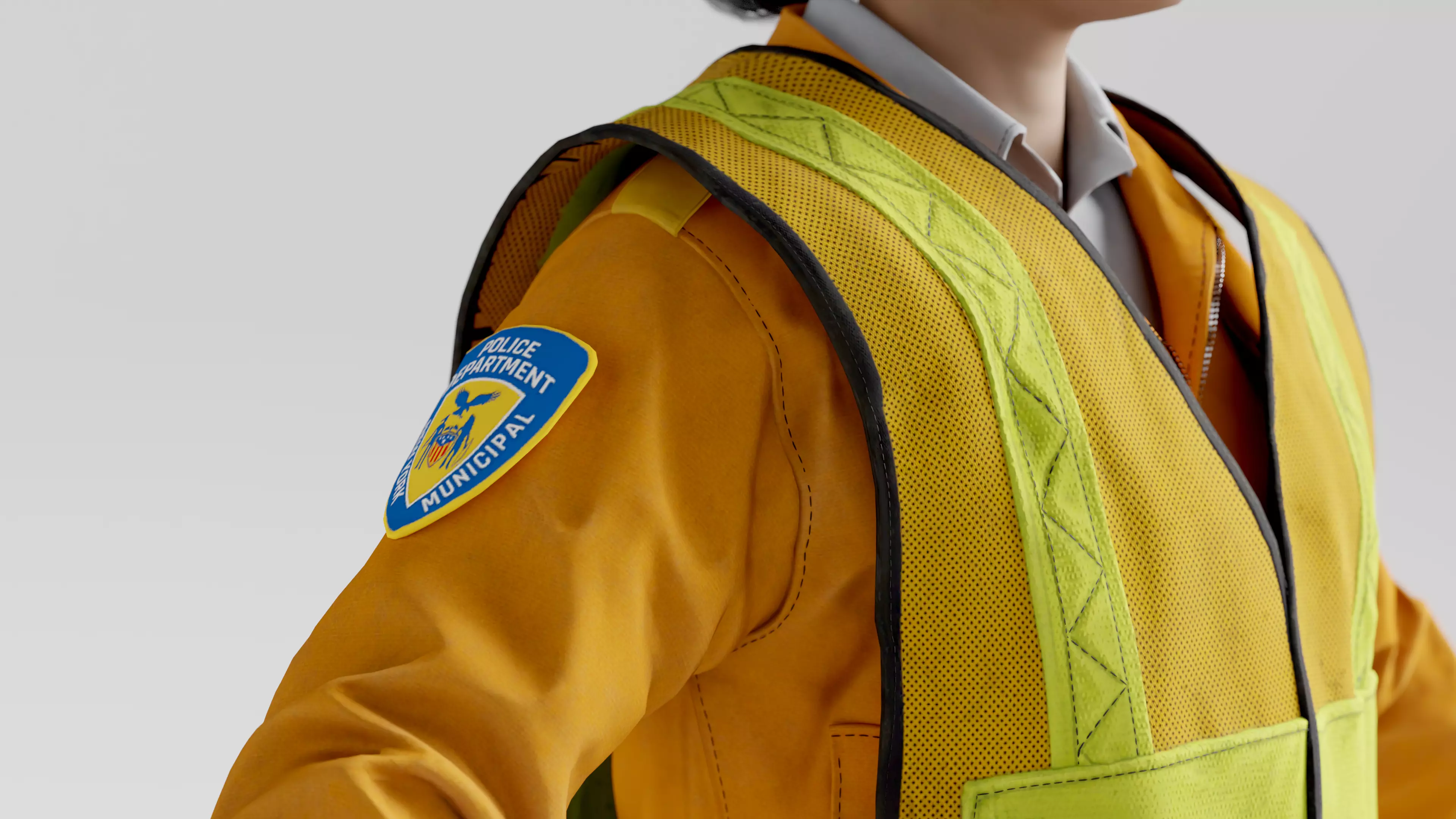 Female Police with Construction Suit 3D model_4