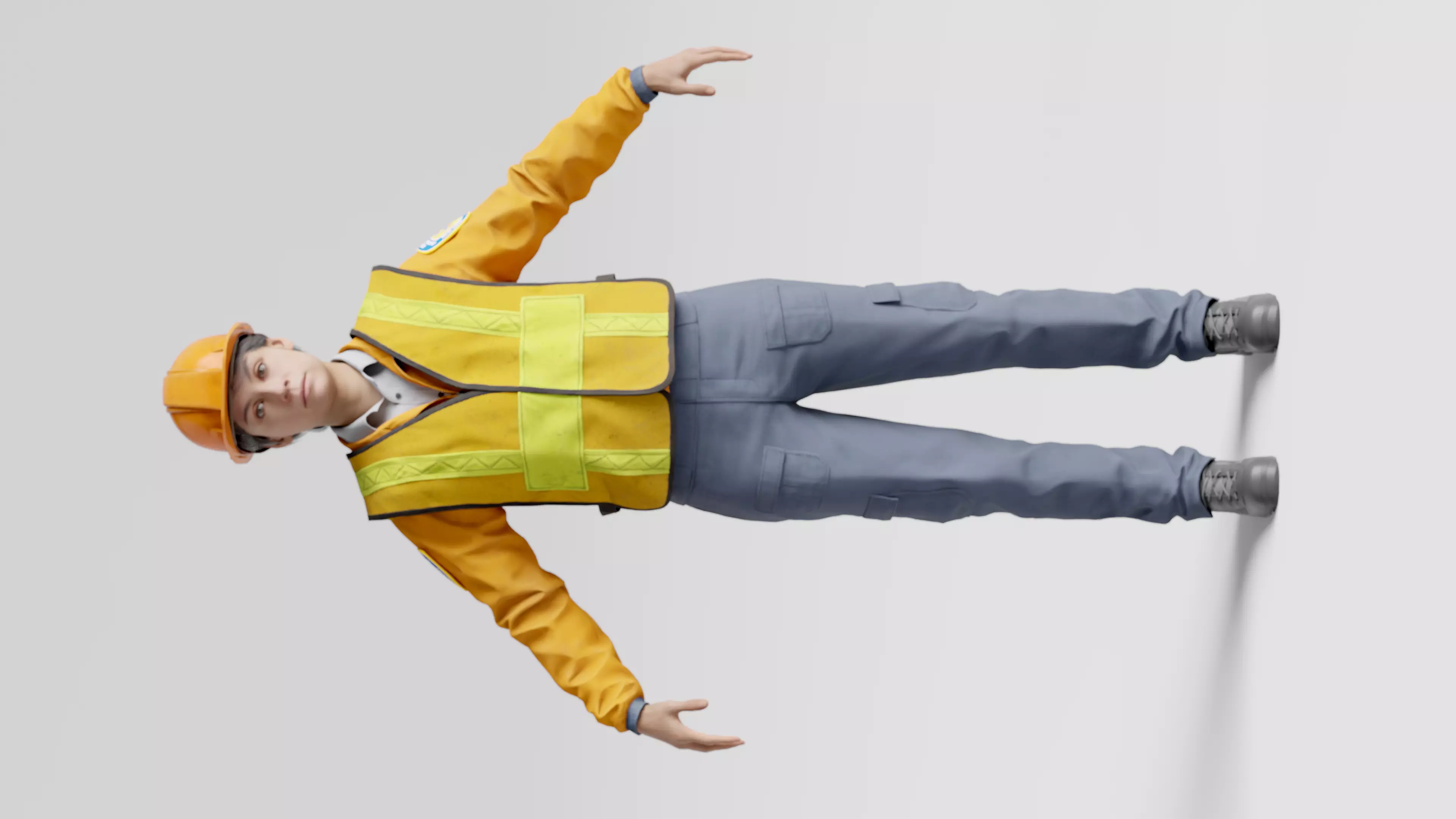 Female Police with Construction Suit 3D model_6