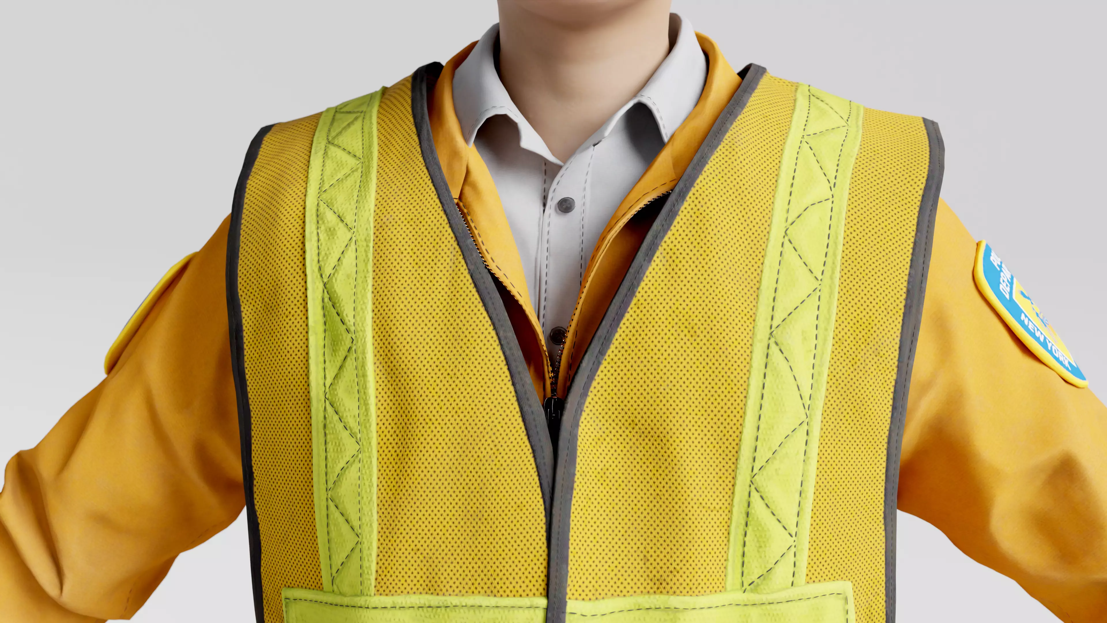 Female Police with Construction Suit 3D model_7