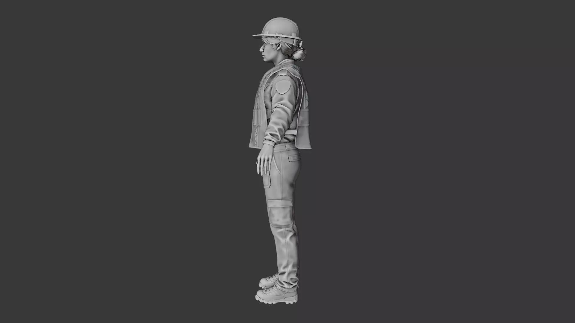 Female Police with Construction Suit 3D model_17
