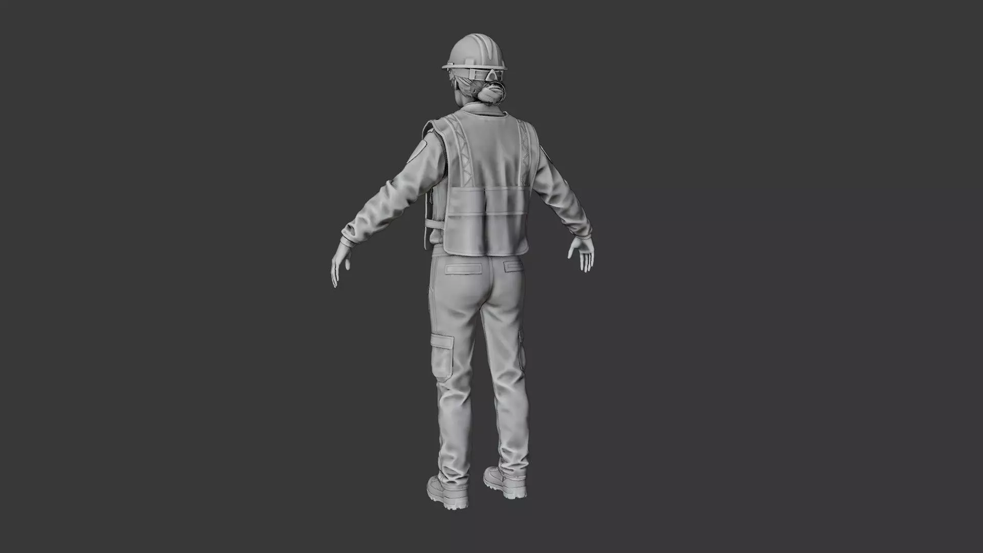 Female Police with Construction Suit 3D model_15