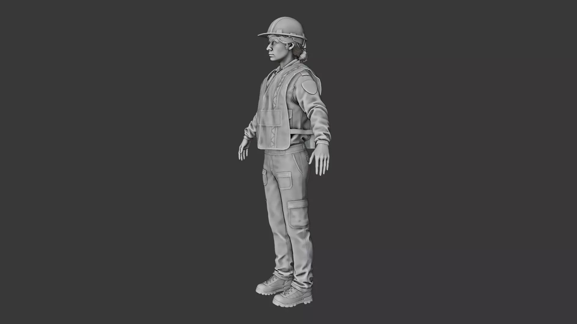 Female Police with Construction Suit 3D model_18