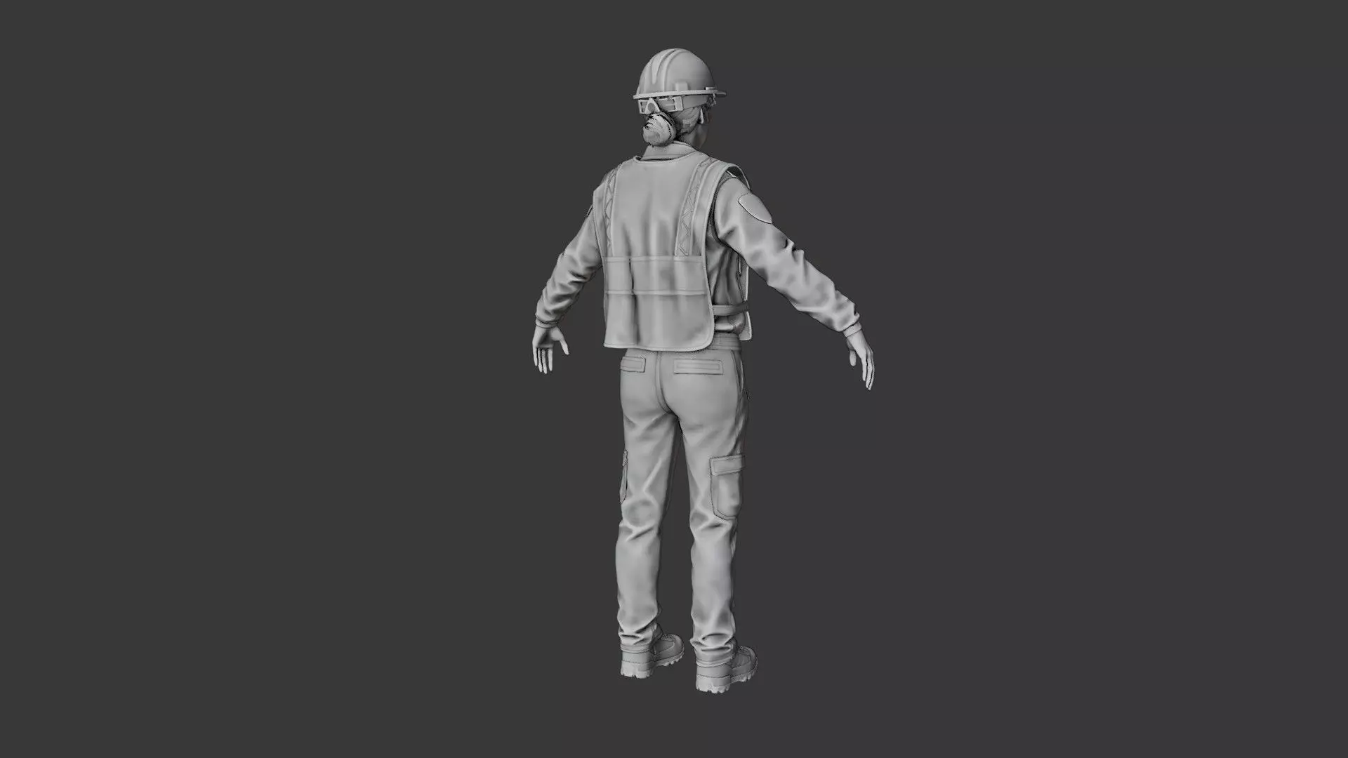 Female Police with Construction Suit 3D model_13