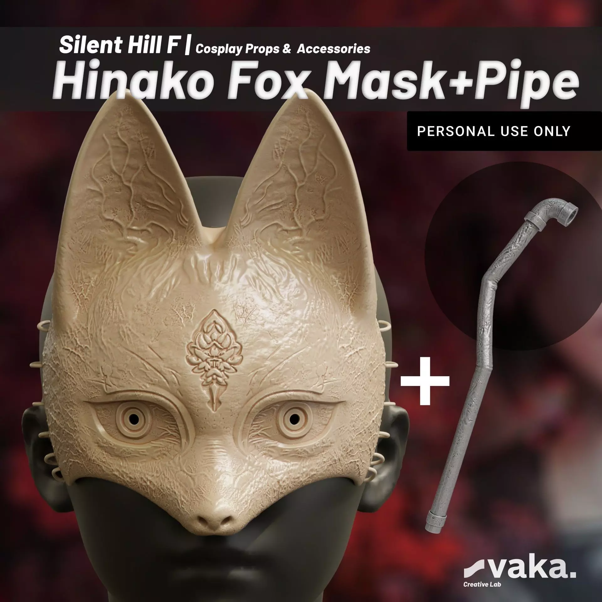 Fox Mask Hinako Steel Pipe Silent Hill F Inspired 3D Print STL 3D print model_0