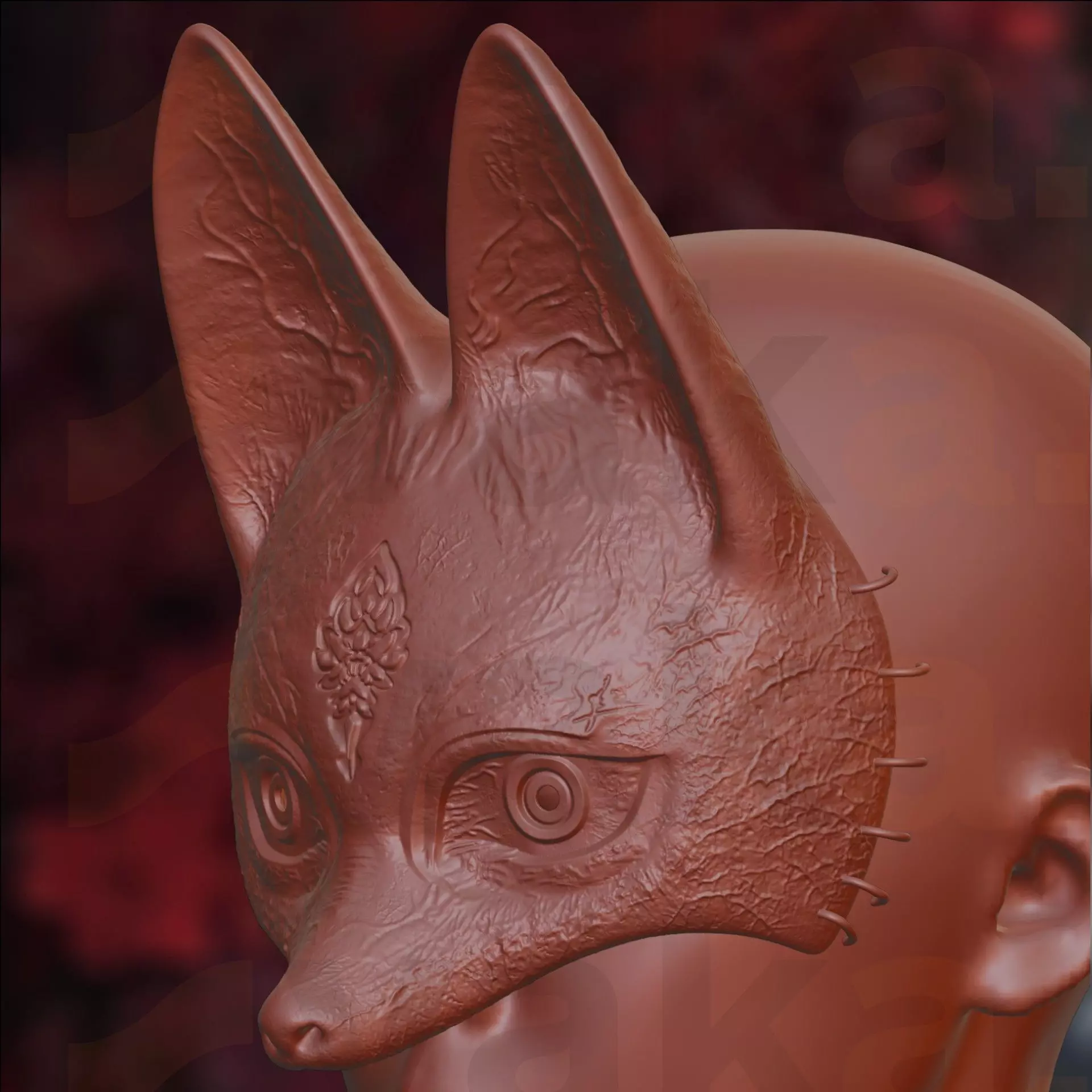 Fox Mask Hinako Steel Pipe Silent Hill F Inspired 3D Print STL 3D print model_3