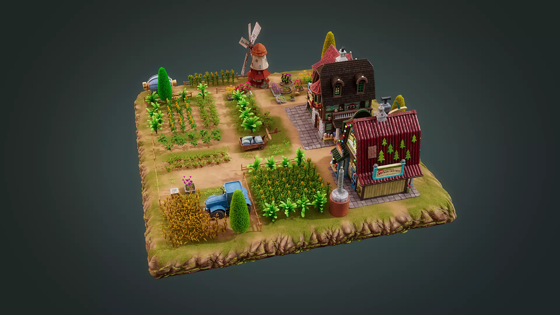 Cartoon Farm 3D model_2