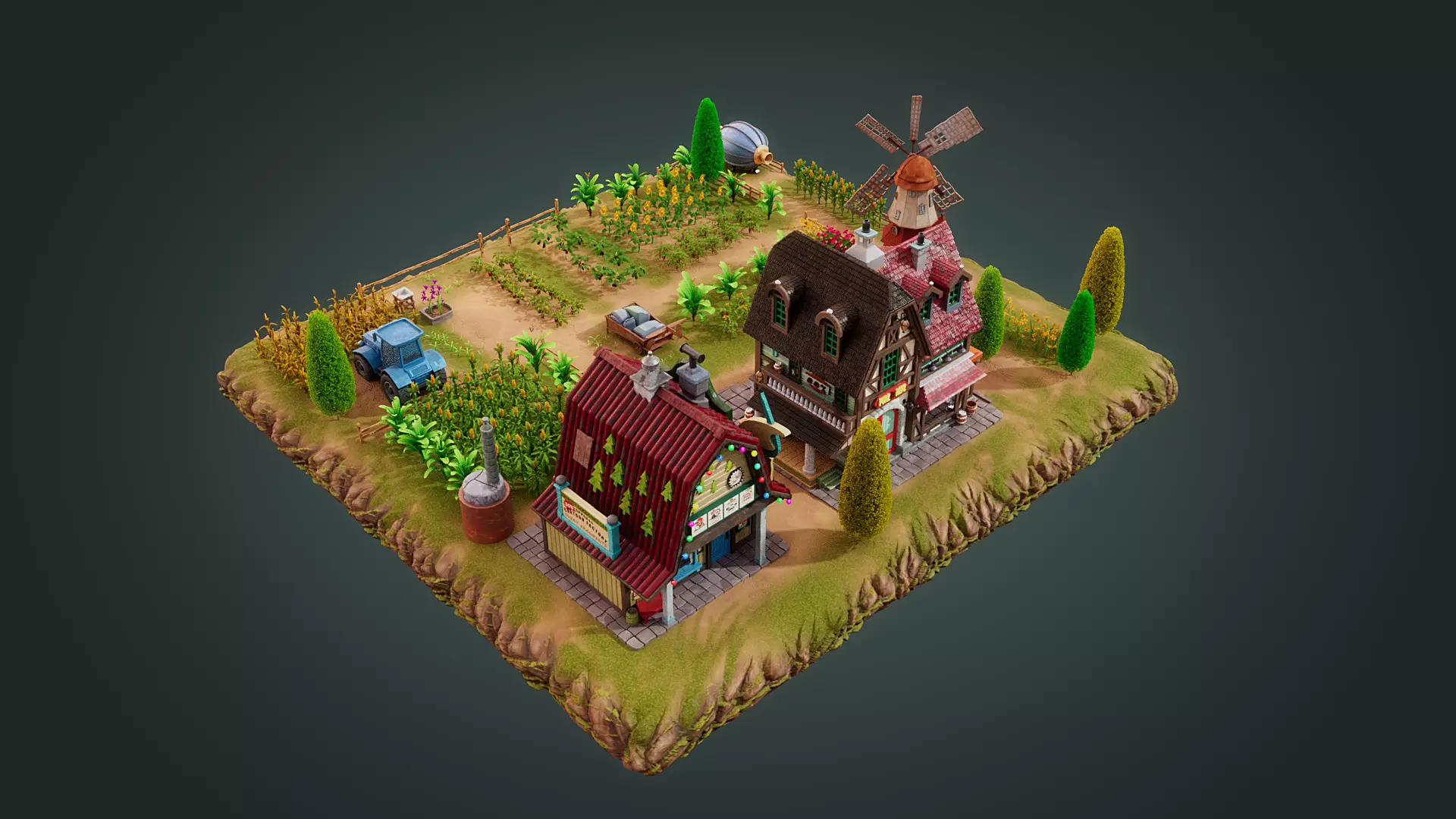 Cartoon Farm 3D model_3