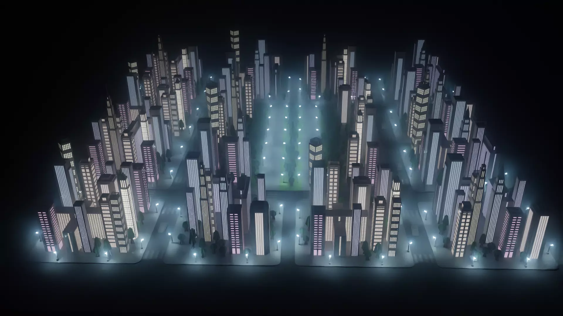 Paper City - Stylized Night Metropolis V2 Low-poly 3D model_1