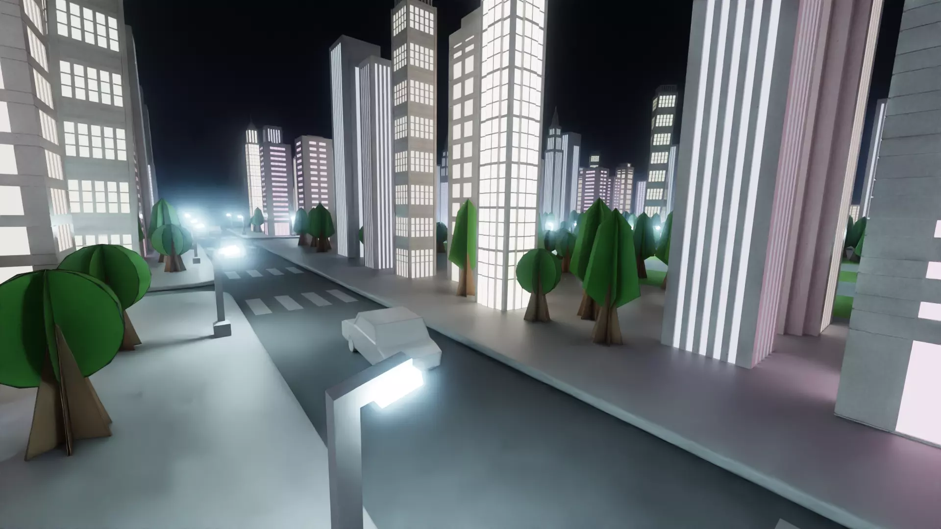 Paper City - Stylized Night Metropolis V2 Low-poly 3D model_8