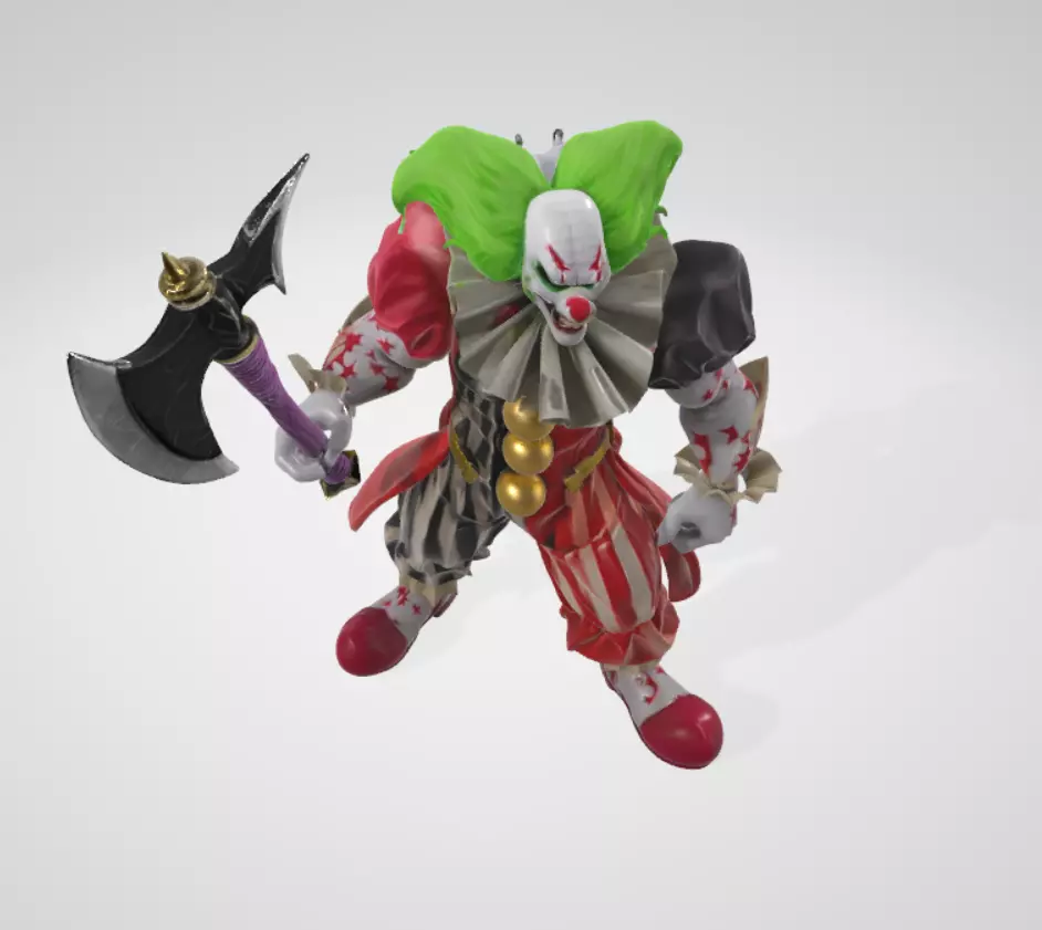 Evil Green Haired Clown with Magic Axe 3D print model_4
