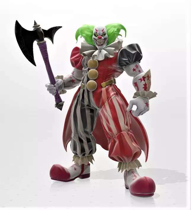 Evil Green Haired Clown with Magic Axe 3D print model_2
