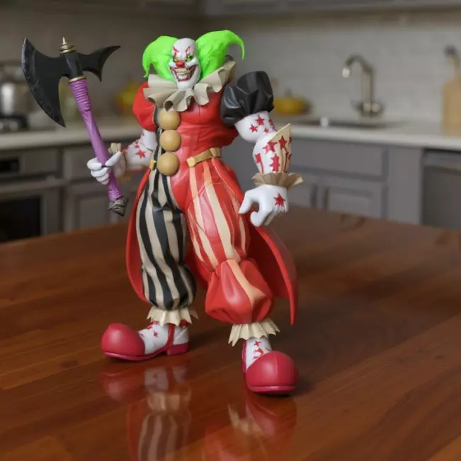 Evil Green Haired Clown with Magic Axe 3D print model_1