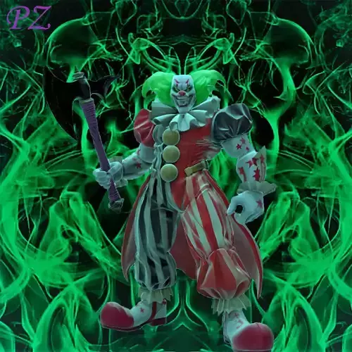 Evil Green Haired Clown with Magic Axe 3D print model