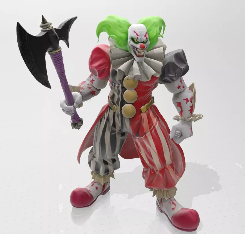 Evil Green Haired Clown with Magic Axe 3D print model_6