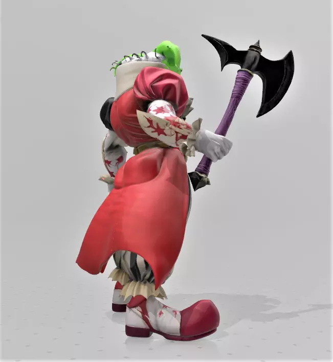 Evil Green Haired Clown with Magic Axe 3D print model_3