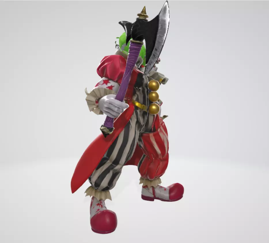 Evil Green Haired Clown with Magic Axe 3D print model_5