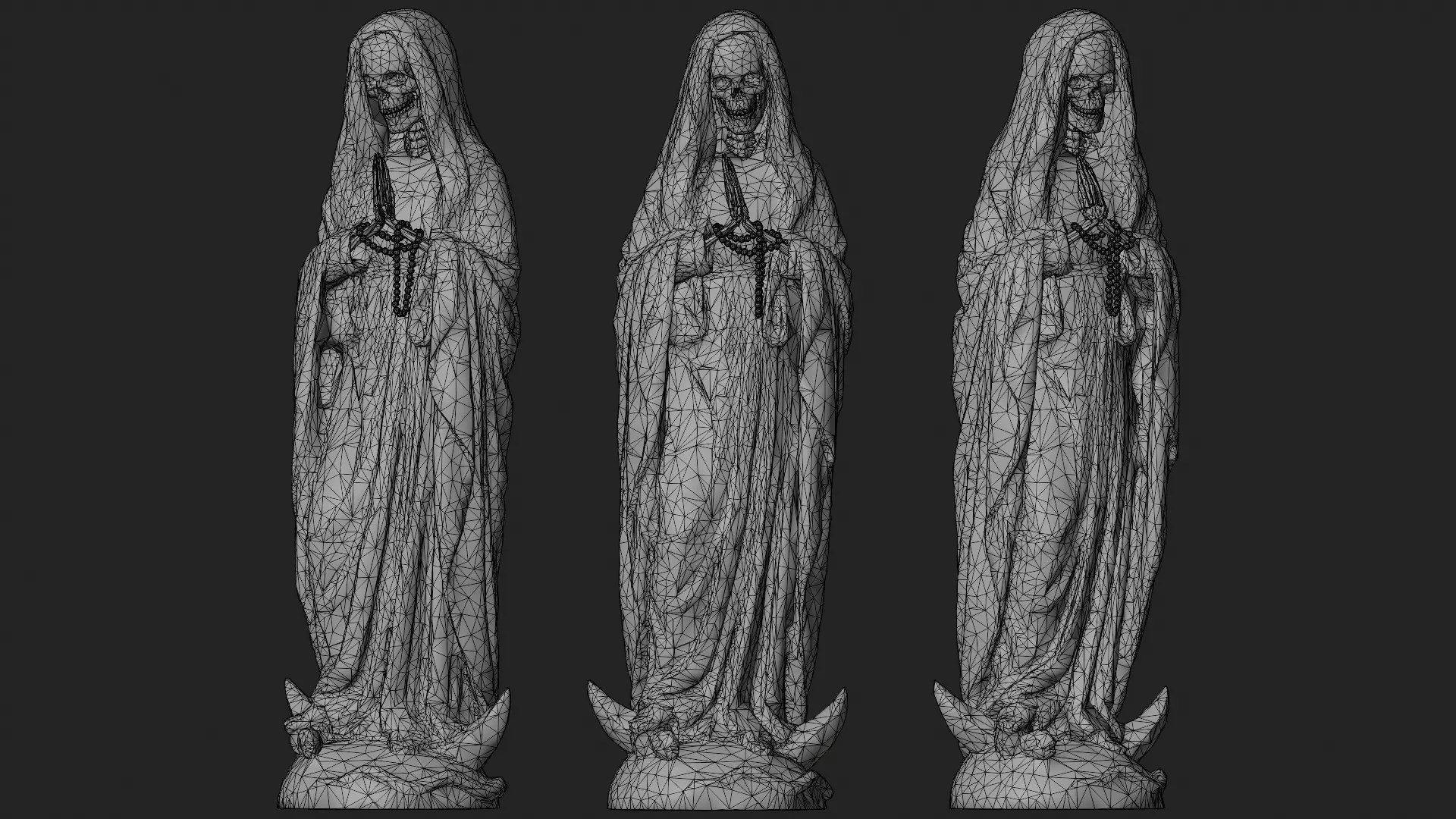 Santa Muerte Statues Low-poly 3D model_2