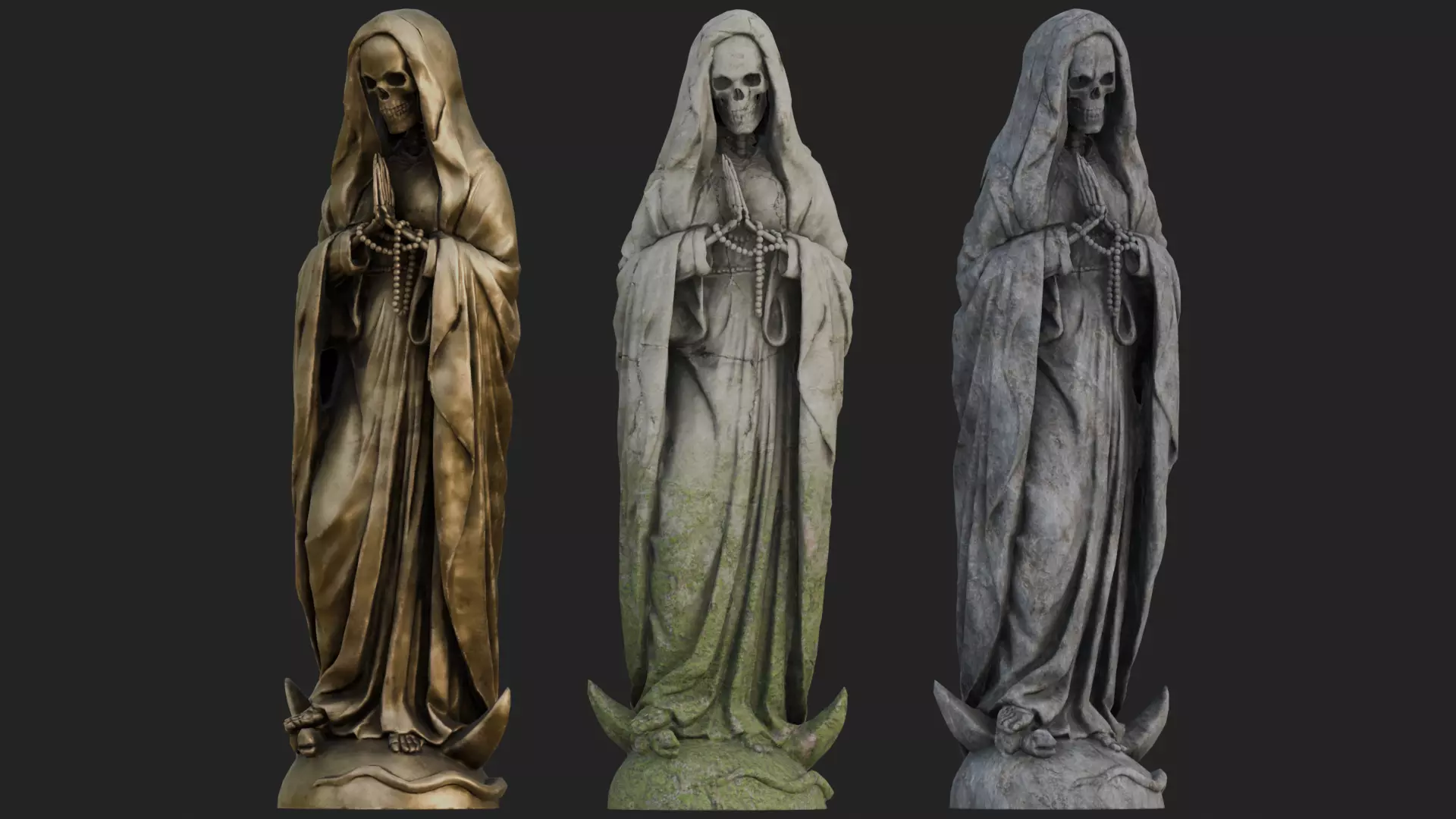 Santa Muerte Statues Low-poly 3D model_1