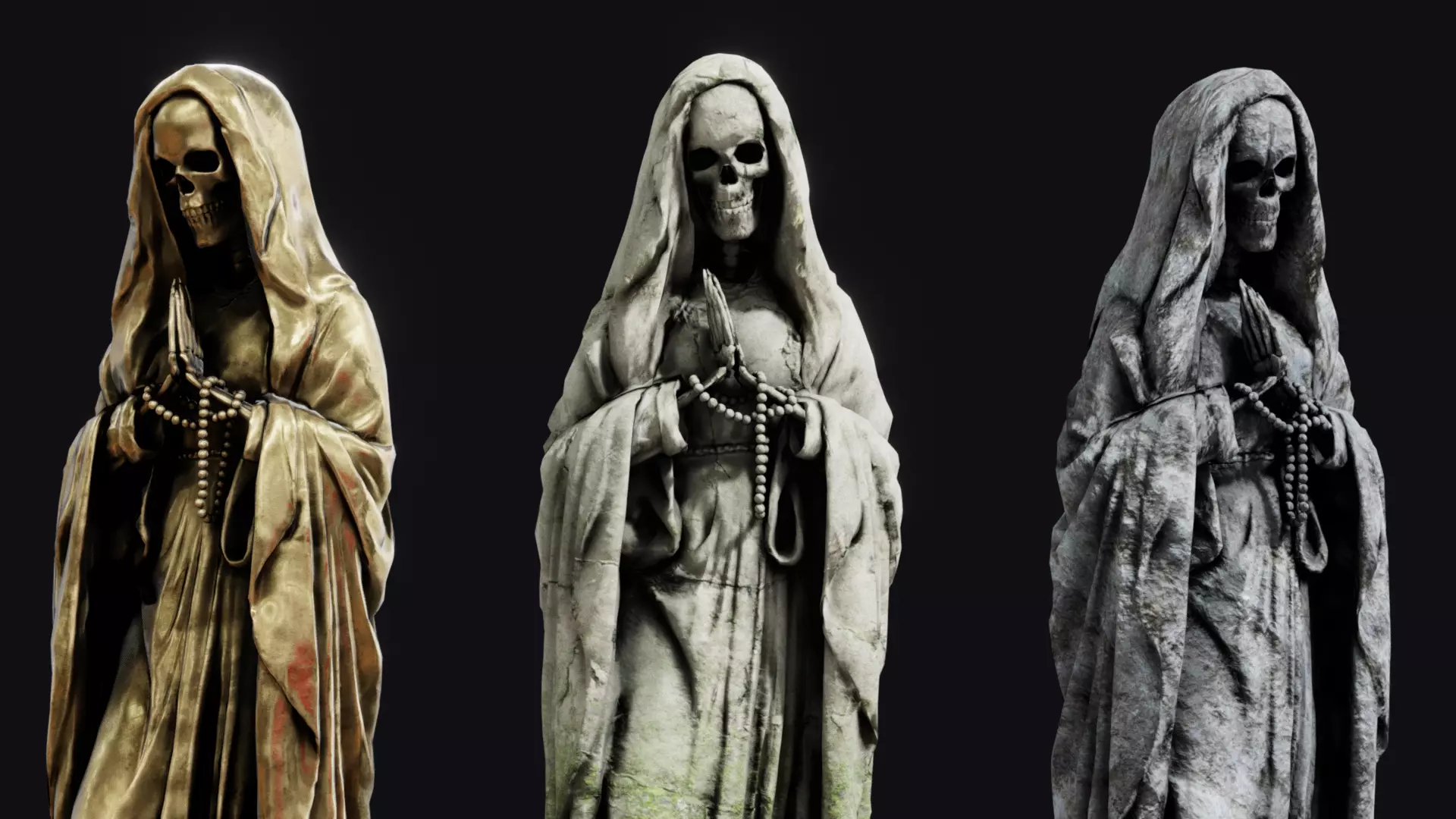 Santa Muerte Statues Low-poly 3D model_0