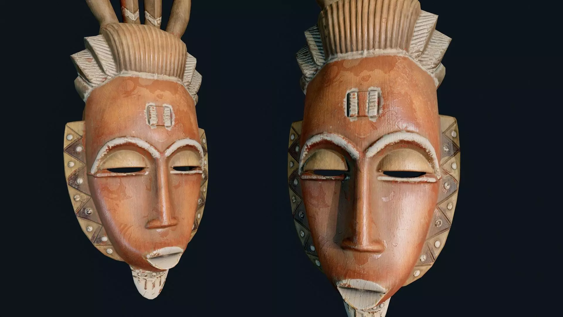 African Decor Mask 1 Low-poly 3D model_3