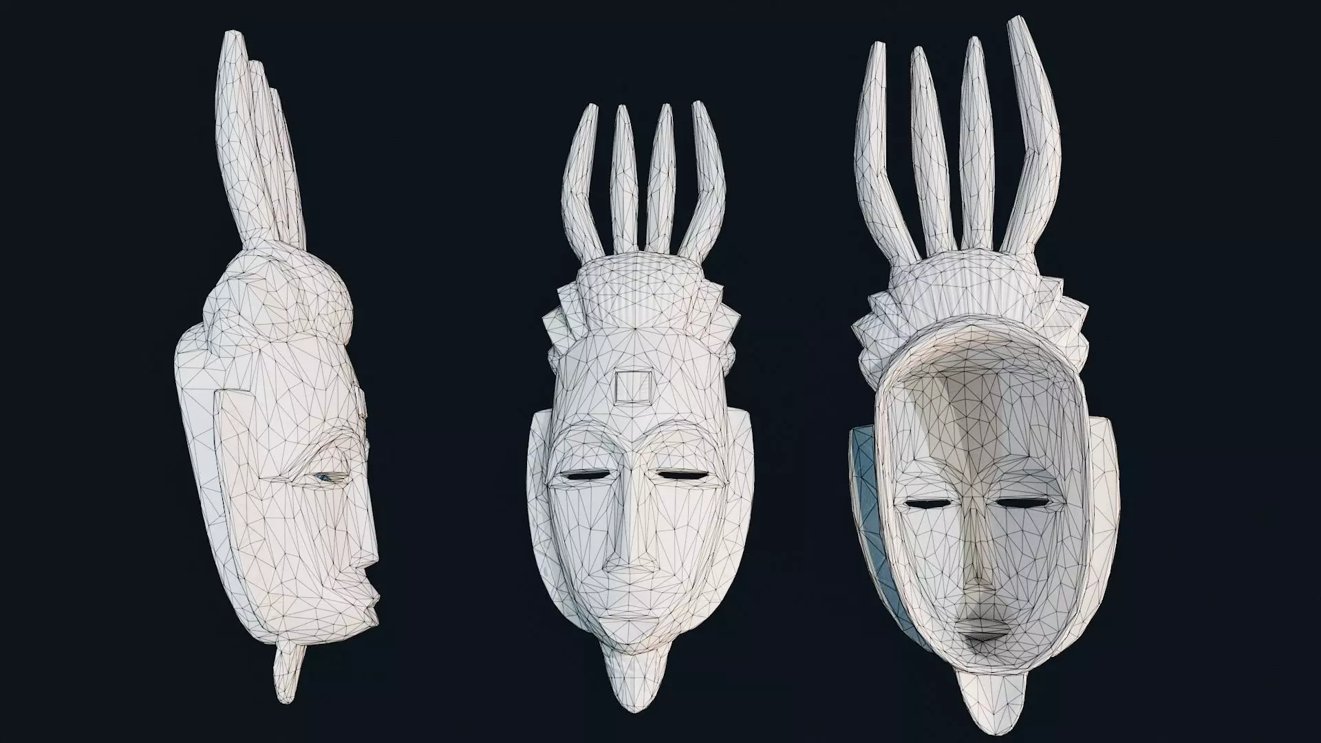 African Decor Mask 1 Low-poly 3D model_6