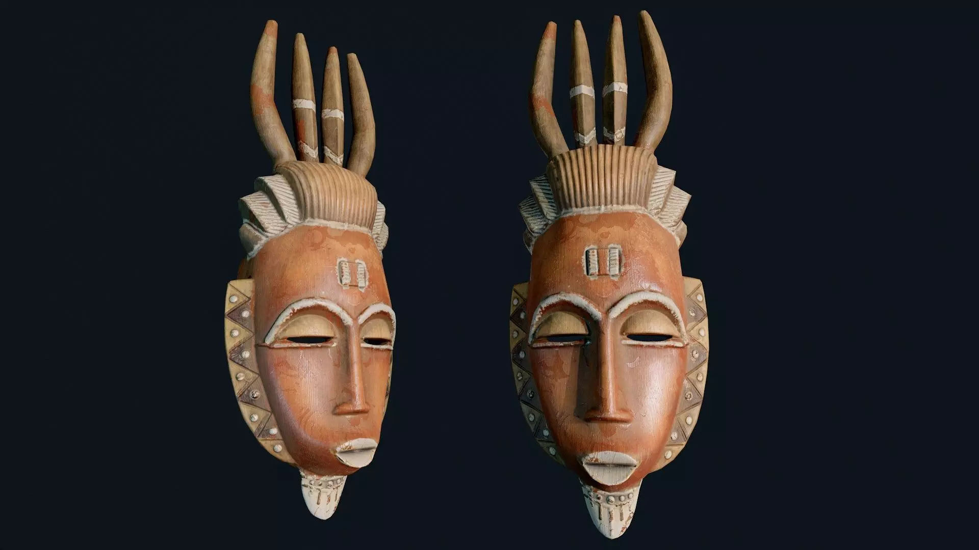 African Decor Mask 1 Low-poly 3D model_0