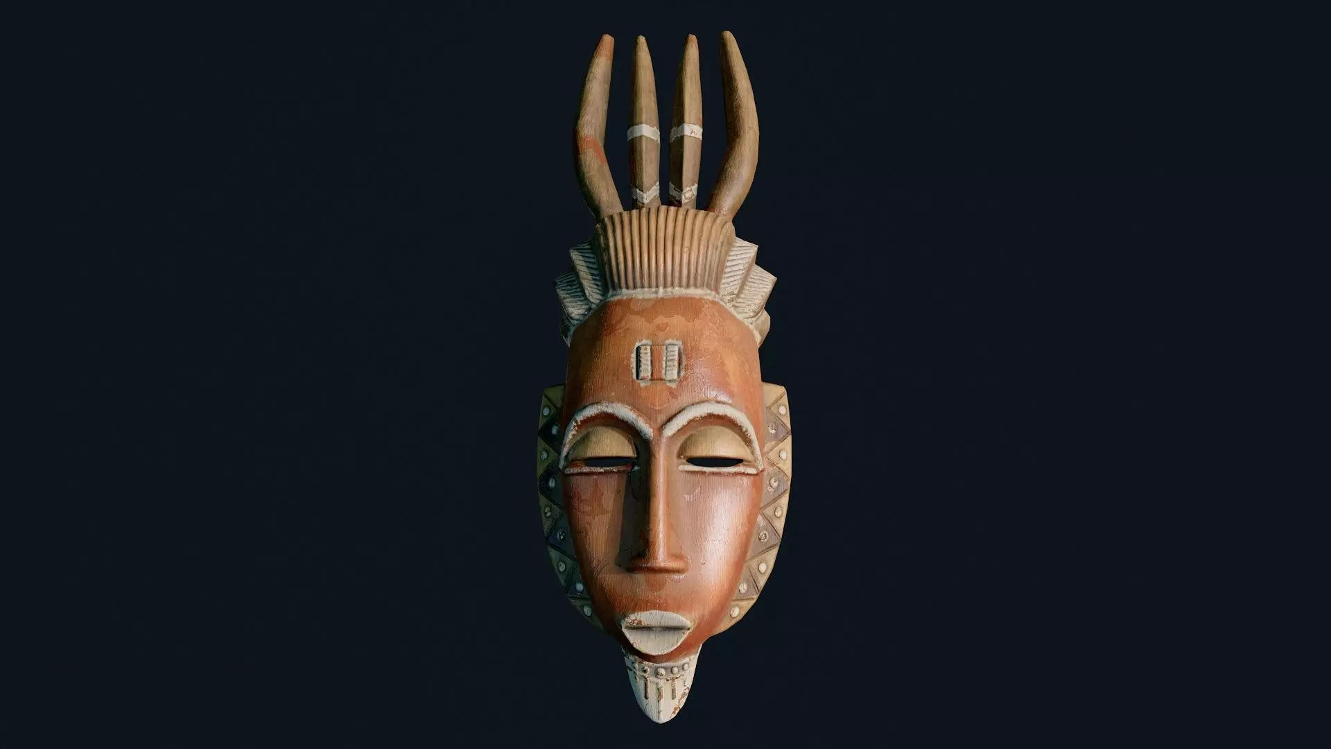 African Decor Mask 1 Low-poly 3D model_1