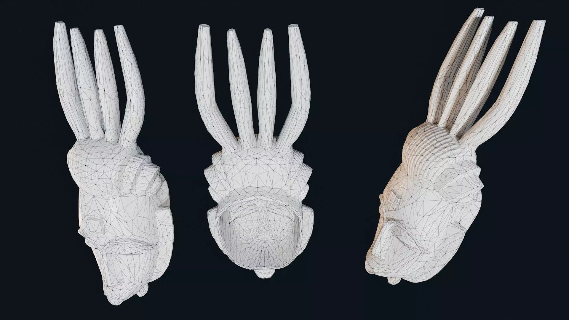 African Decor Mask 1 Low-poly 3D model_7