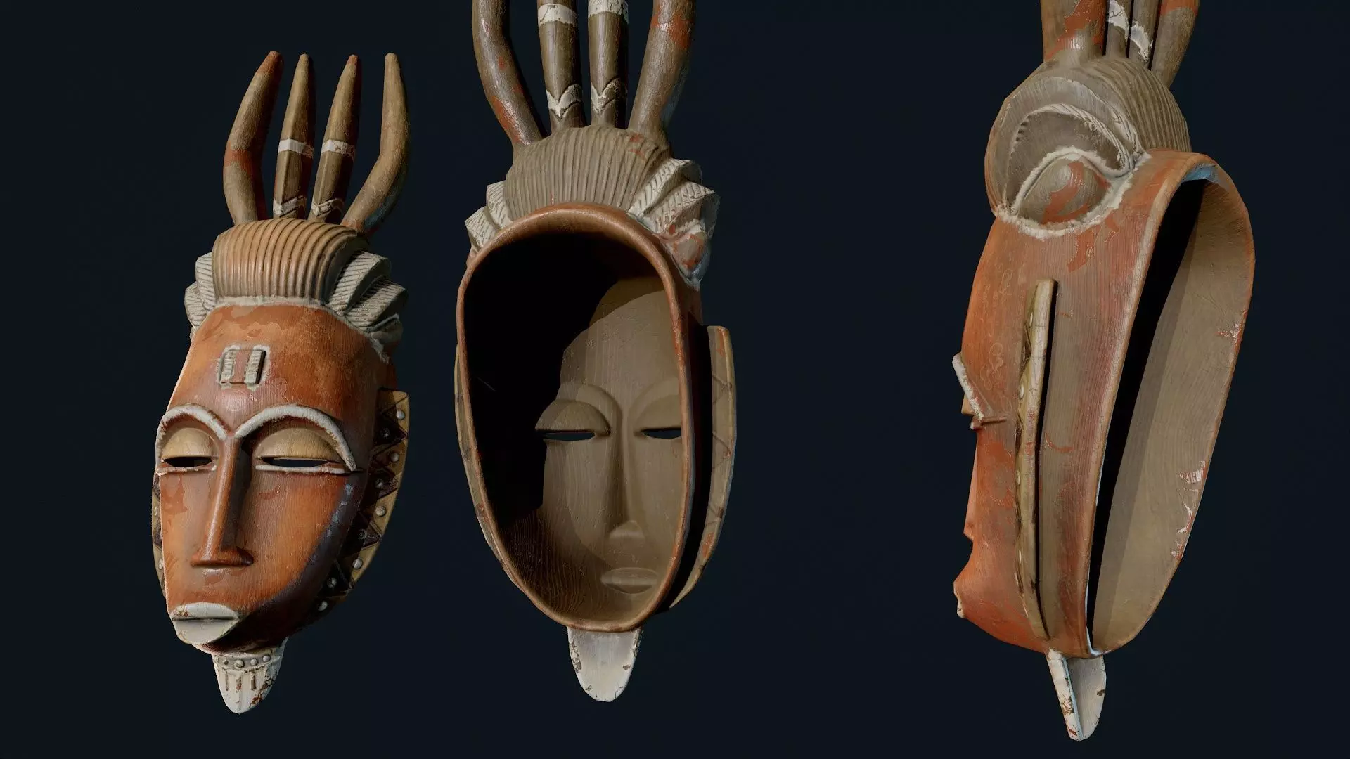 African Decor Mask 1 Low-poly 3D model_4