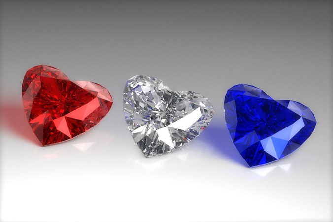 Heart Diamond Low-poly 3D model