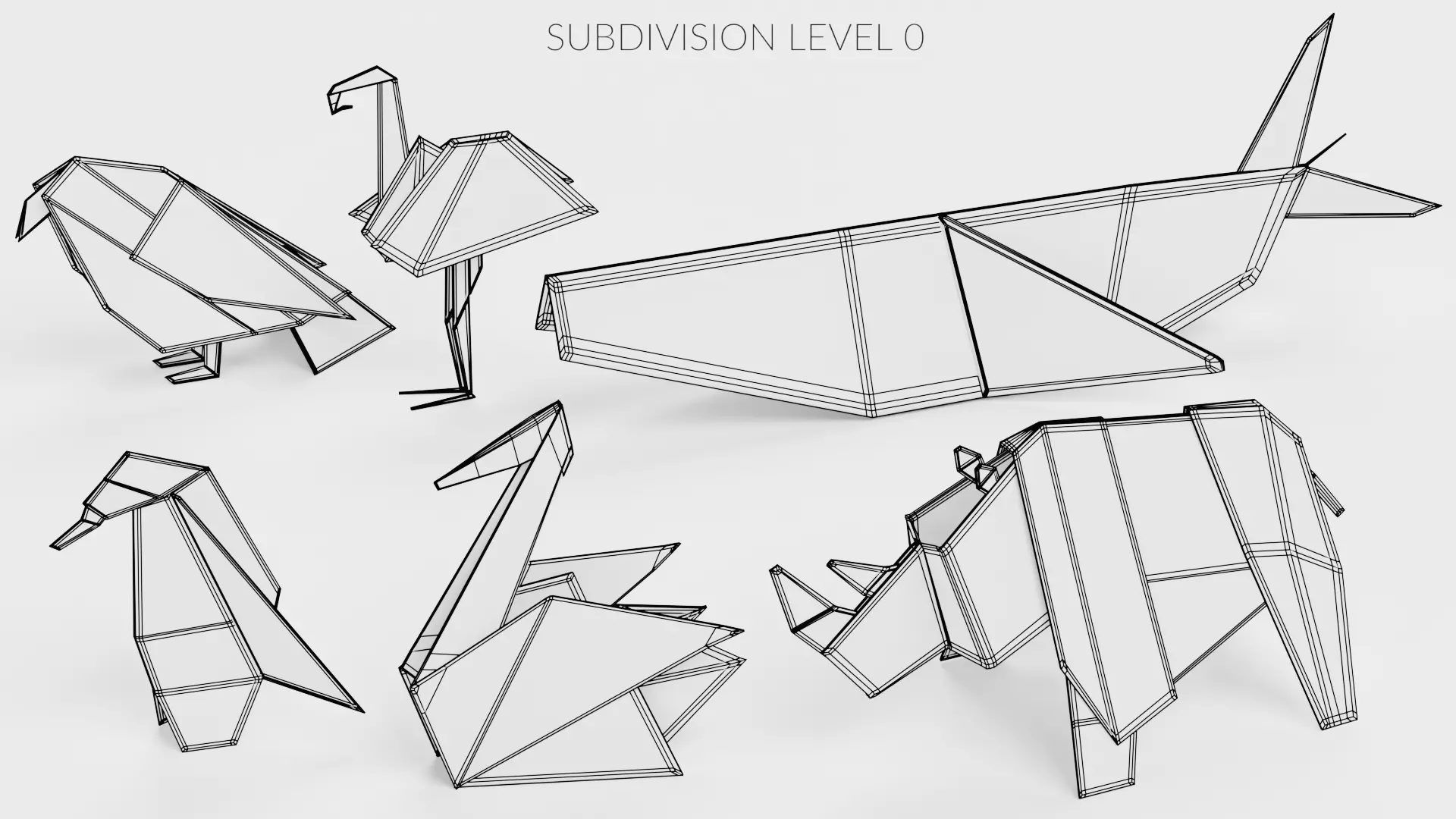 Paper Models Set Low-poly 3D model_24