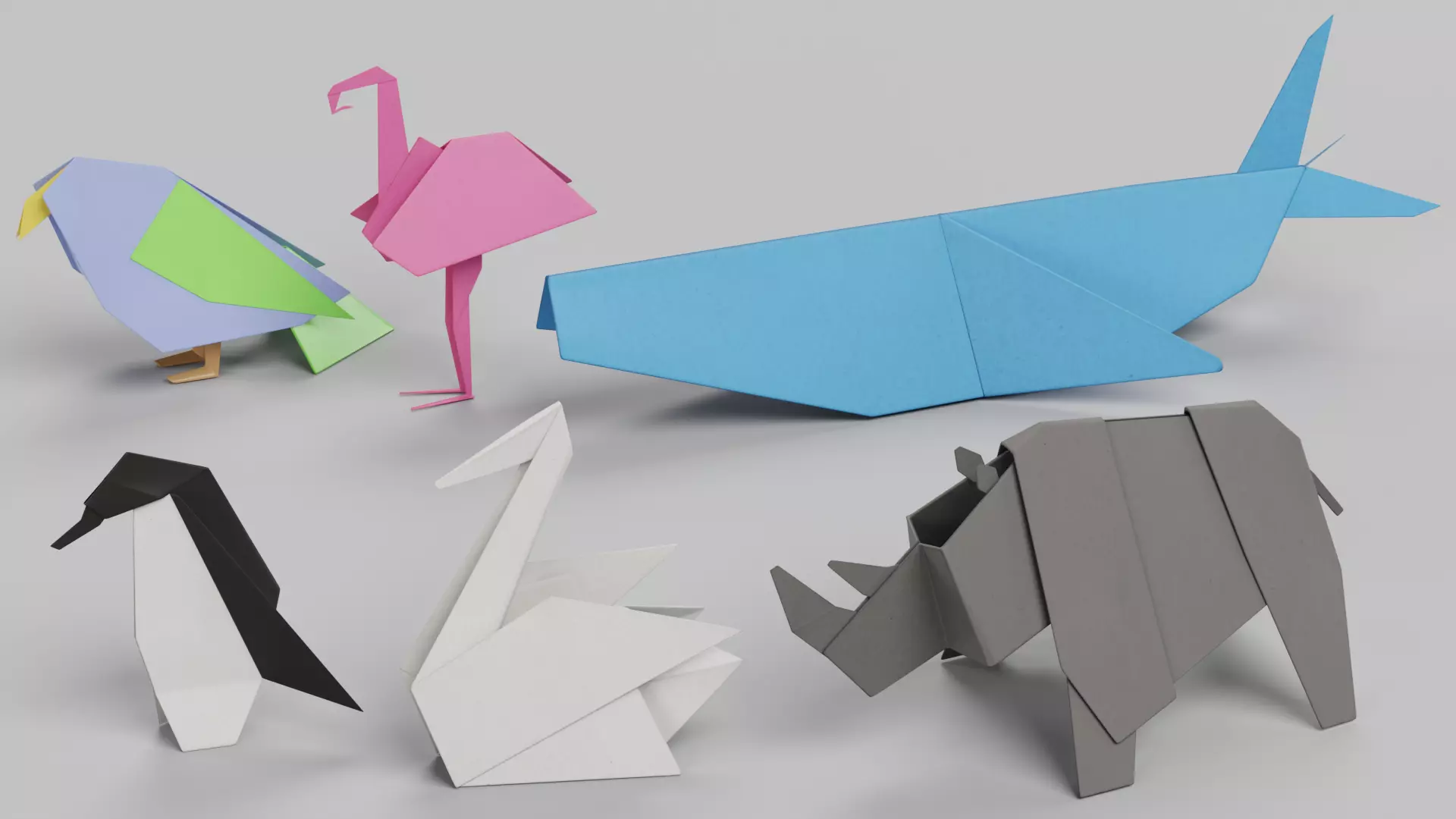 Paper Models Set Low-poly 3D model_2
