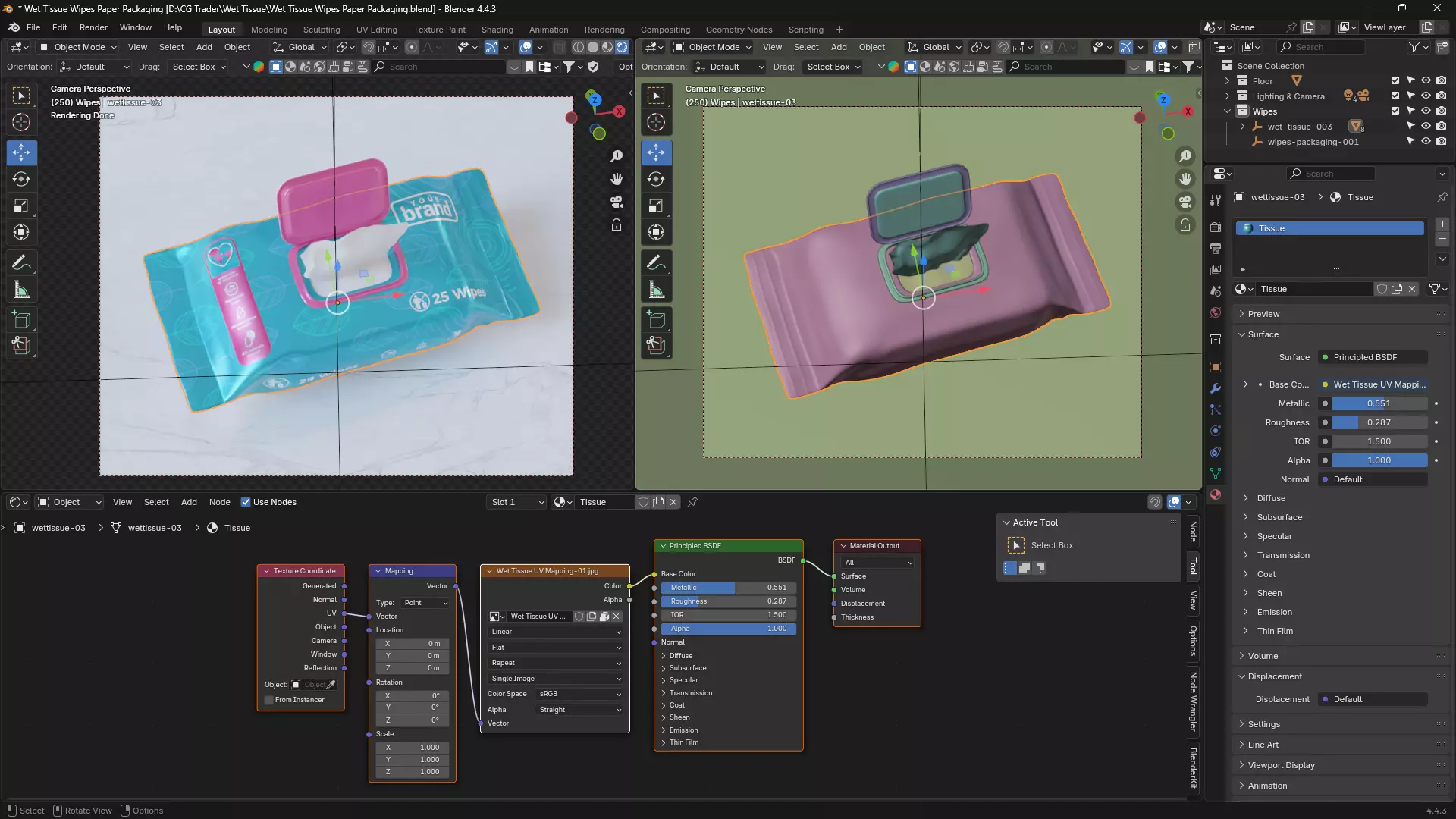 Wet Tissue Wipes Paper Packaging 3D model_11
