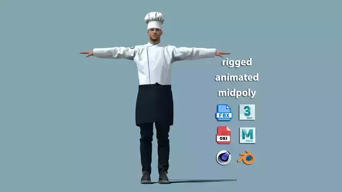 T-Pose Rigged 3D Chef