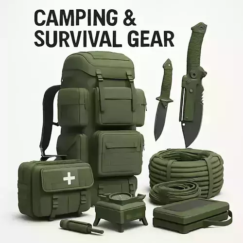 Camping Outdoor Gear Pack 8 Low And High Poly Low-poly 3D vol 2
