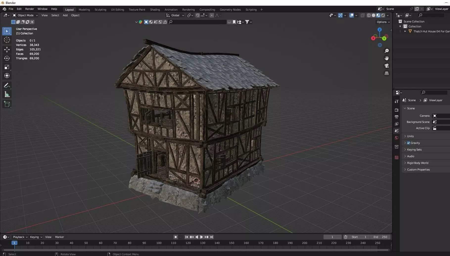 Thatch Hut House 04 For Games and Films 3D Model Low-poly 3D model_9