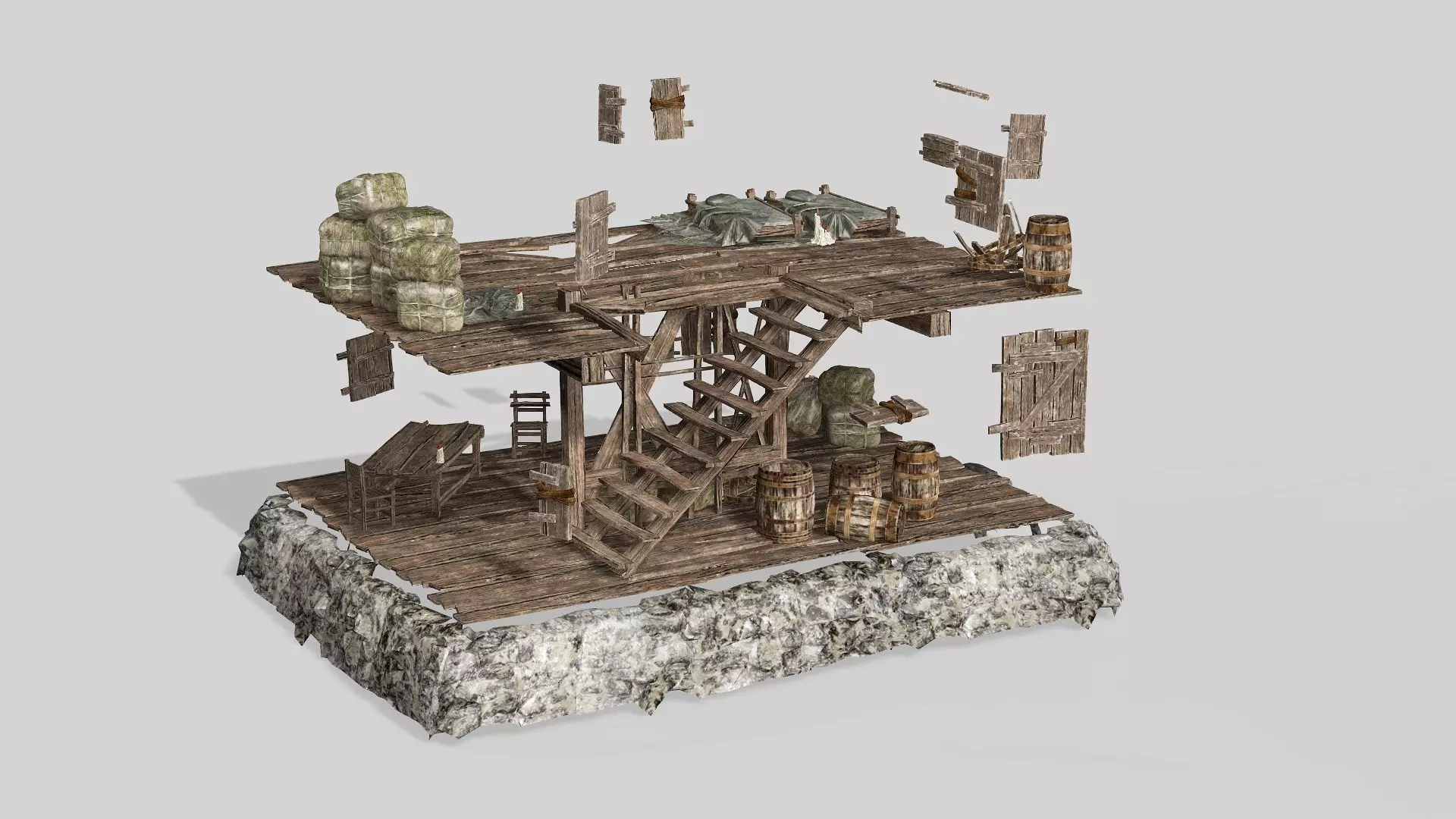 Thatch Hut House 04 For Games and Films 3D Model Low-poly 3D model_7