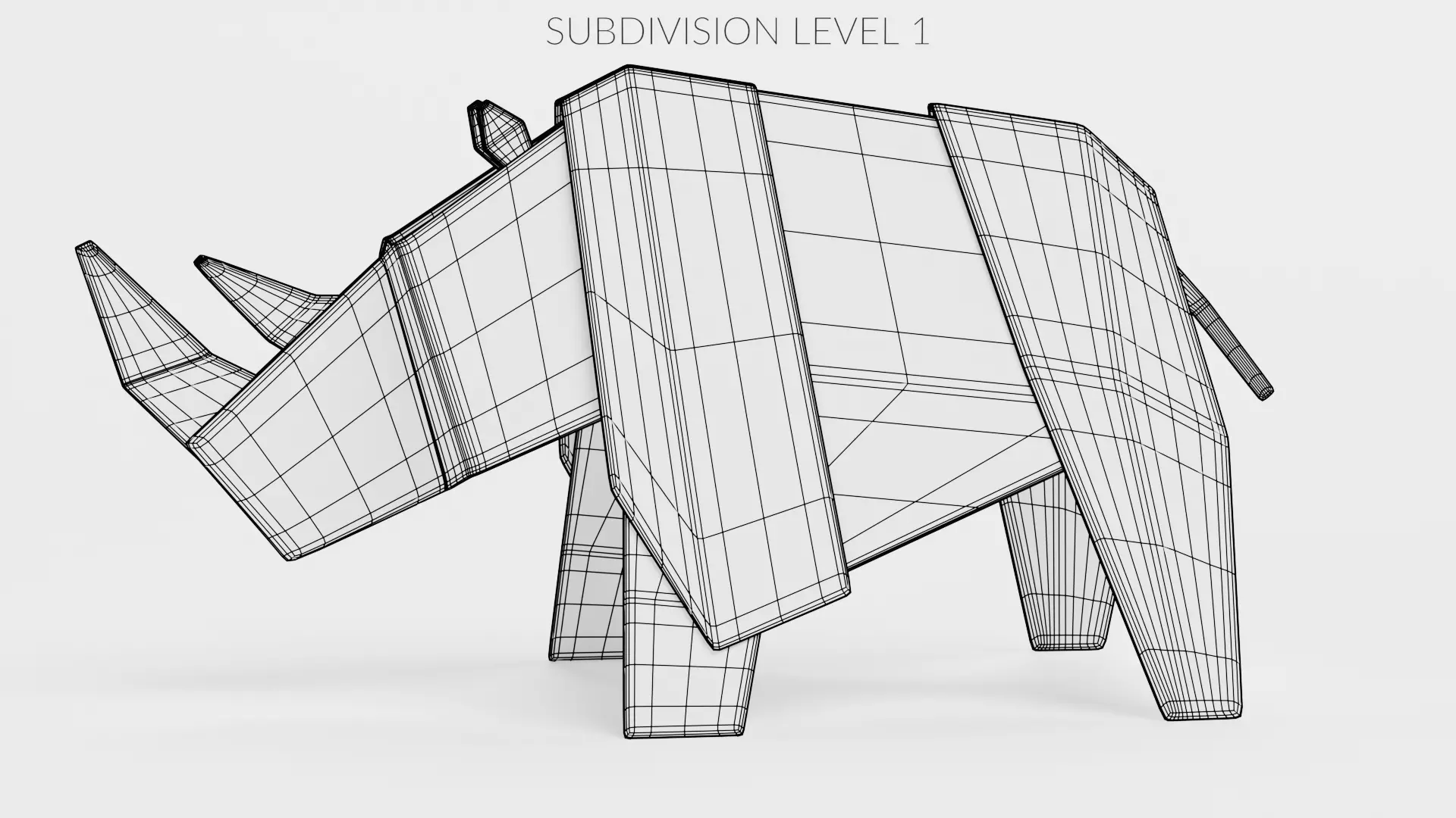 Paper Rhino Low-poly 3D model_9