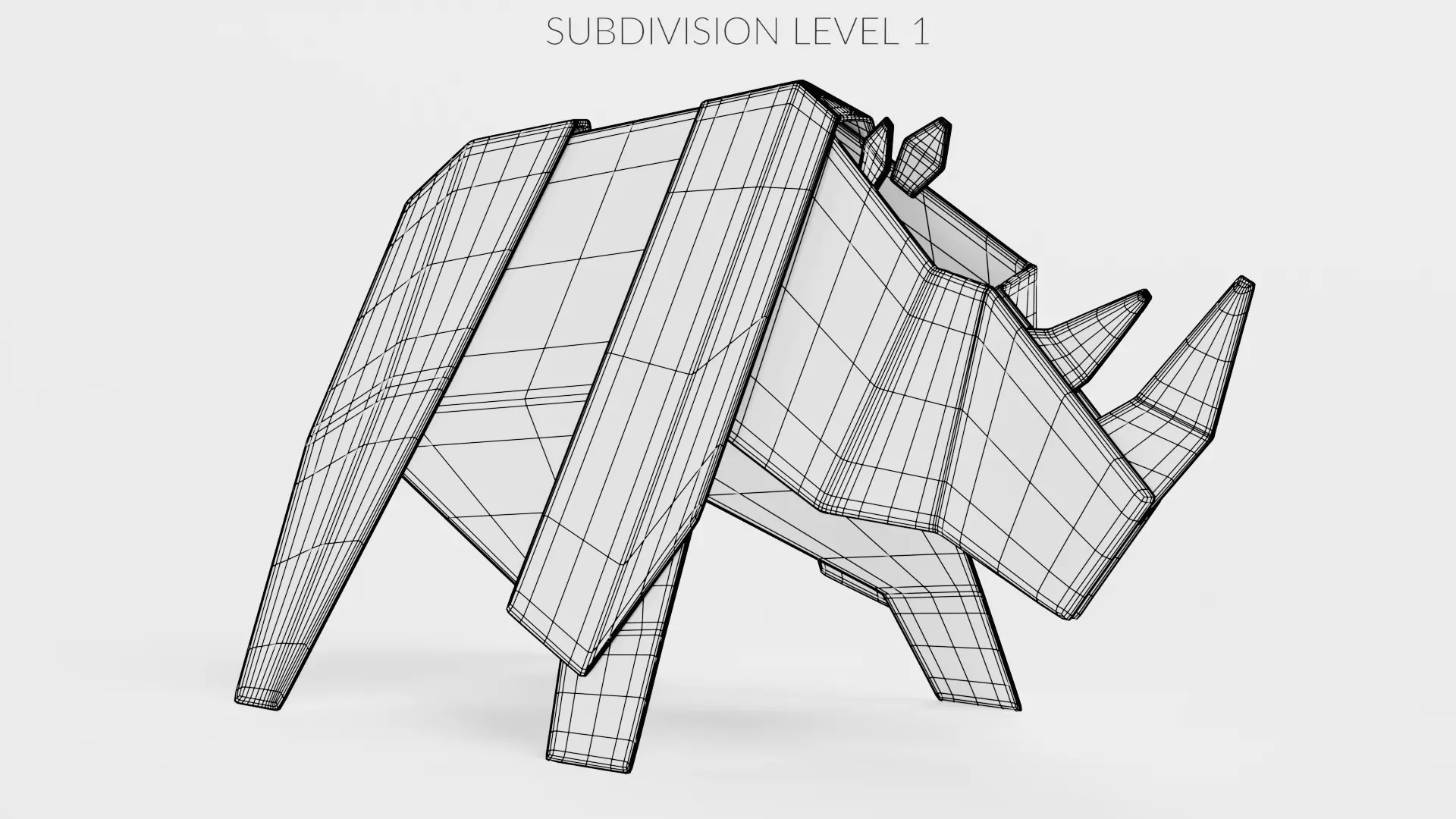 Paper Rhino Low-poly 3D model_11