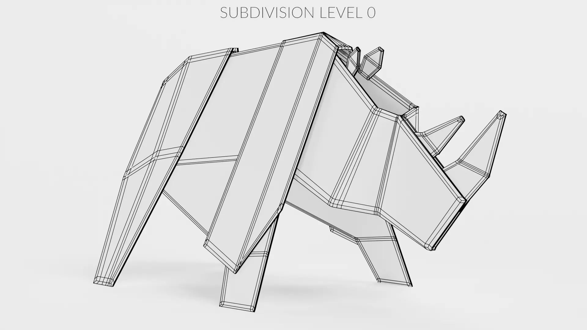 Paper Rhino Low-poly 3D model_10