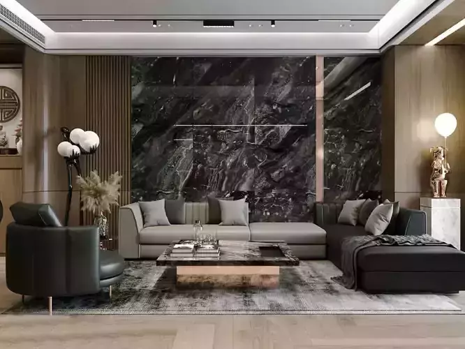 Modern Home Interior  Living Room  Kitchen   Dining Area