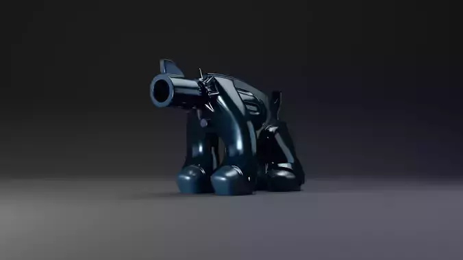 Mecha Bulldog Gun Stylized 3D Printable Model