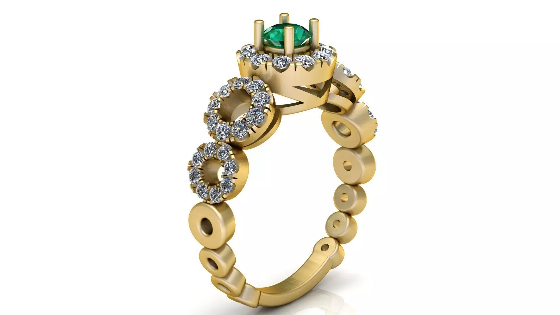Emerald Halo Gold Ring 3D print model