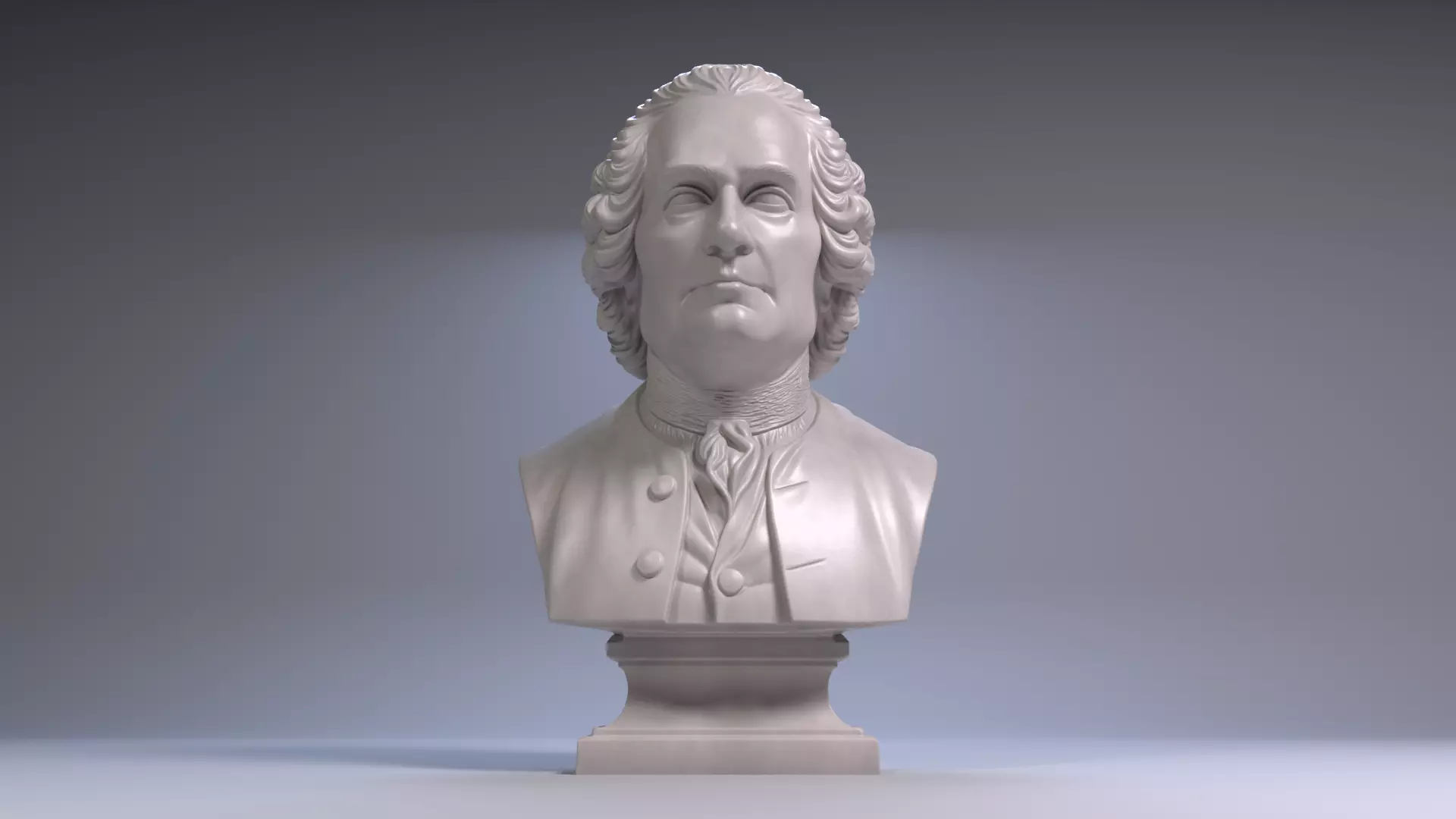 Jean Jacques Rousseau Bust 3D Printable STL File 3D print model_7