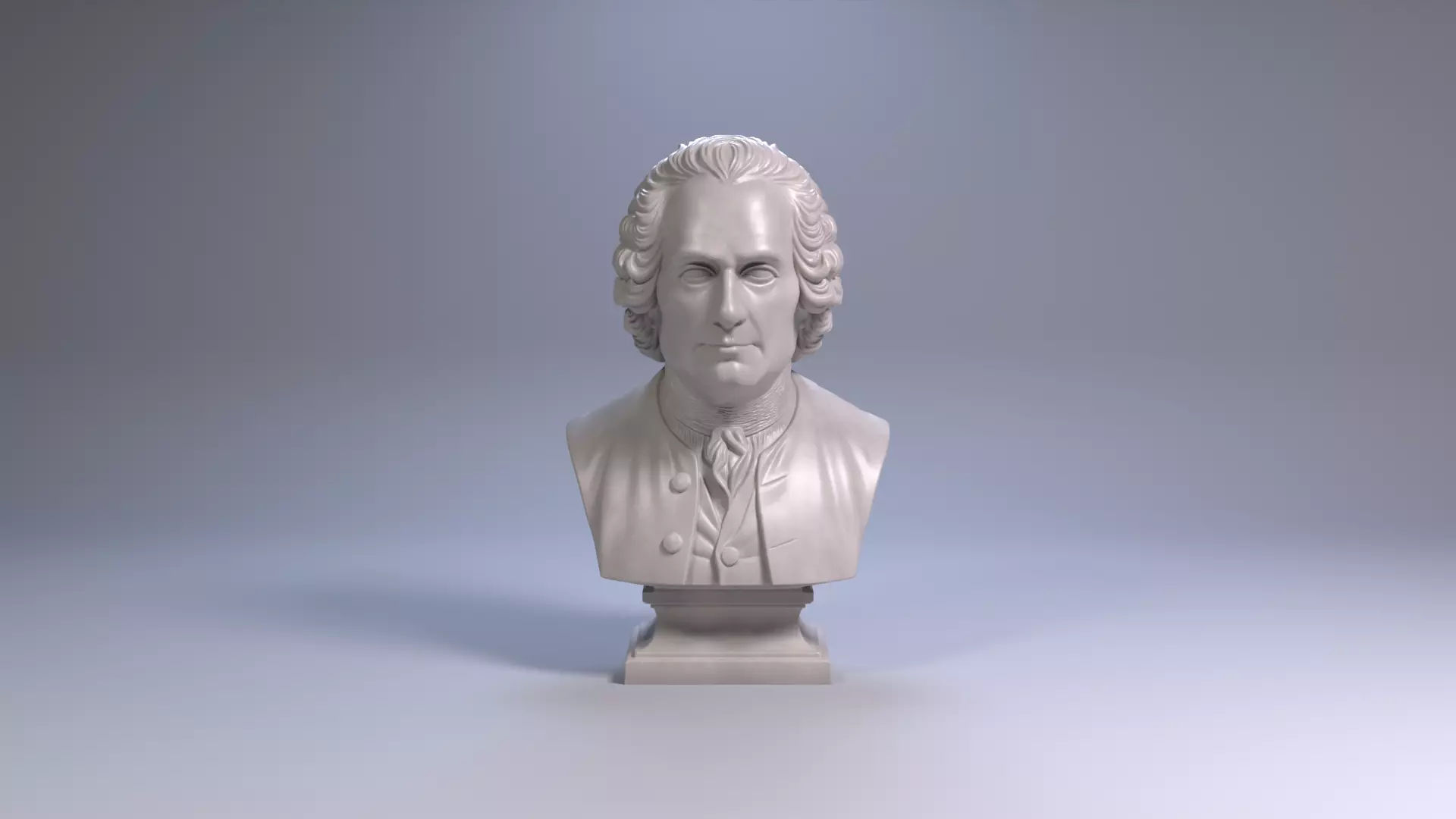 Jean Jacques Rousseau Bust 3D Printable STL File 3D print model_2