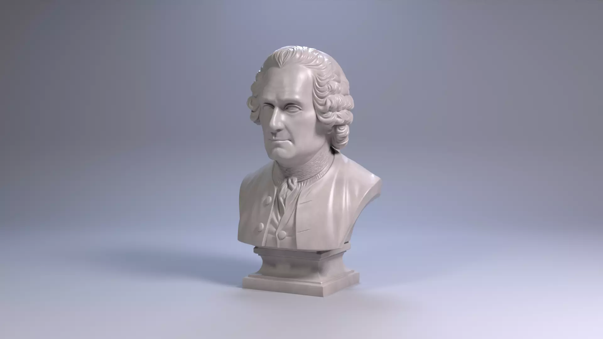 Jean Jacques Rousseau Bust 3D Printable STL File 3D print model_14